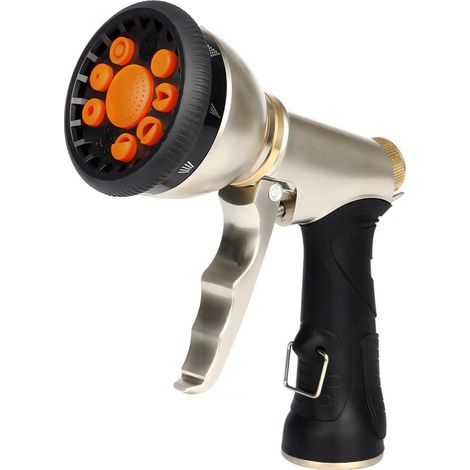 Pistolet haute pression 9 fonctions en alliage de zinc, outil tuyau de jardin finition mate