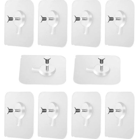 Supports de cadre auto-adhésifs (lot de 10) – plaques de cadre transparentes en PVC et acrylique avec tiges en acier inoxydable pour une fixation murale sans perçage (1/5)