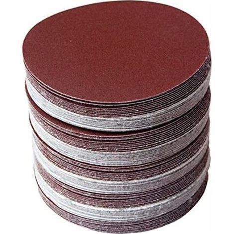 Set da 120 dischi abrasivi rotondi da 6 pollici (150 mm) con grana 80/100/120/180/240/320 e gancio per levigatrice. (1/5)