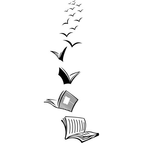 Stickers muraux livre volant en noir I Sticker mural chambre d'adolescent fille et garçon lecture cool I Autocollant mural décoratif pour chambre d'adolescent (1/5)