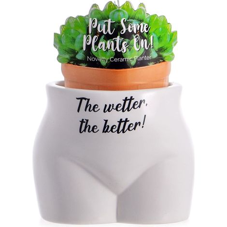 Pot de Fleurs en Forme de Corps Cadeau Amusant pour décoration d'intérieur céramique Blanc Noir Taille Unique (1/4)