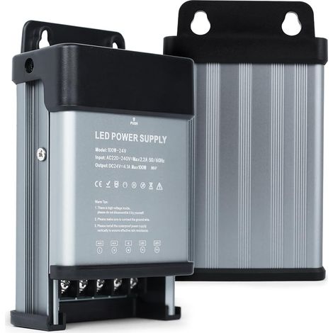 Transformateur 220V 24V LED Transfo 100W Imperméable Alimentation LED Transfo 220V AC à 24V 4,1A Driver Tension Constante étanche IP44 Adaptateur Basse Tension Convertisseur (1/5)