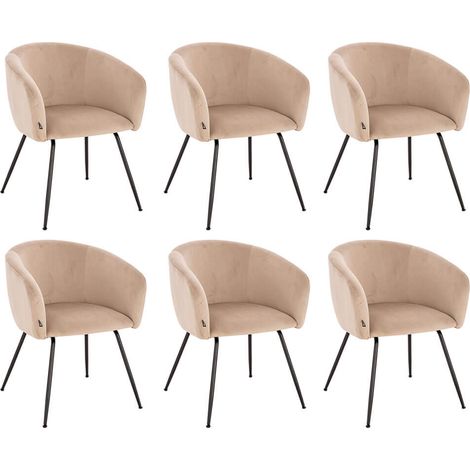 HOME DELUXE - Polsterstuhl ARIA - 6 Stück, Farbe: Samt Beige - weiche Polsterung, bis 120 kg belastbar I Küchenstuhl Speisestühle Esszimmerstühle Stuhl Polsterstuhl Esszimmerstuhl Esszimmerstühle