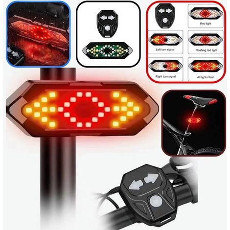 Luz trasera para bicicleta con intermitente - Control remoto inalámbrico - Recargable por USB (1/2)