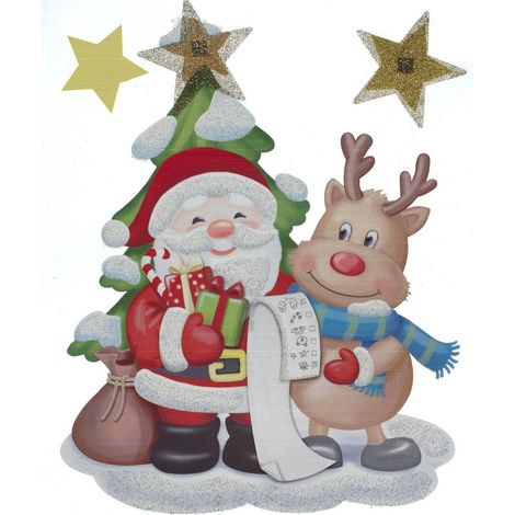 POP UP Santa Claus und Company Aufkleber - Weihnachtsmann-sterne