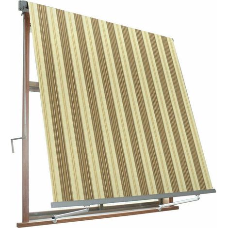 TENDA DA SOLE A CADUTA BALCONE 80 CM 3 x 2,45 MT BEIGE MARRONE RIGATA 192 VE