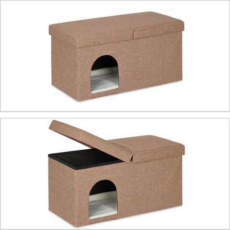 Grotta moderna pieghevole per gatto e cane 50 x 40 x 40 cm rifugio confortevole in legno marrone 130012801