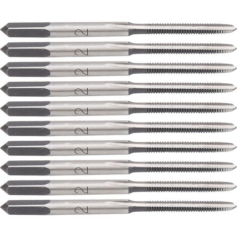 Jeu de 10 tarauds coniques métriques à rainures droites, manuels, en acier au carbone, filetage M2 (1/5)