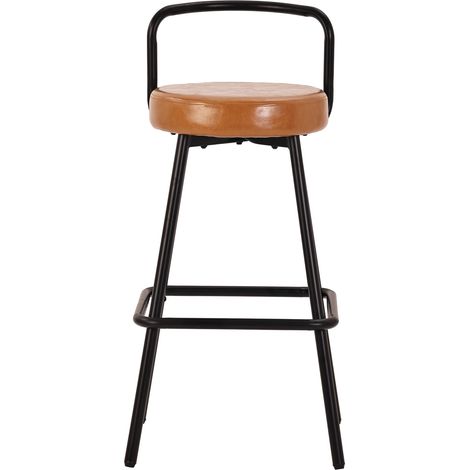 Set de 6 tabourets de bar ergonomiques en PU résistant à l'eau avec pieds en métal, couleur brune (1/5)