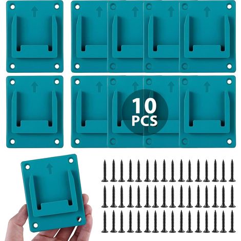 10 Pièces Porte Outils Mural pour 18 V, Support Outils Mural avec 40 Vis, Support de Machine pour Outils de perçage, Porte-Outils de Batterie, Supports de Perceuse, Support de Batterie (1/5)