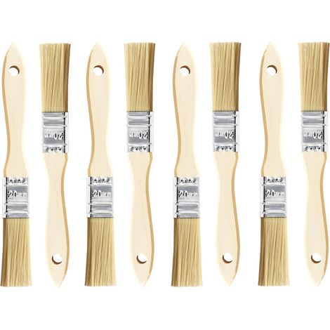 Lot de 8 petits pinceaux plats de 20 mm pour vernis, huiles, peintures murales, acryliques, pinceau à lasure, pinceau de peinture sur bois, métal (1/5)