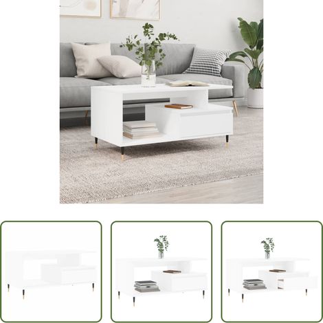 Wohnzimmerbeistelltisch - Couchtisch Weiß 90x49x45 cm Holzwerkstoff (1/5)