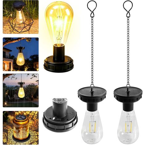 Lot de 2 lampes solaires de jardin, pièces de rechange, 7 cm, lampe solaire de rechange pour lampes de jardin, ampoule solaire de rechange, panneau solaire pour lampes solaires d'extérieur (1/5)