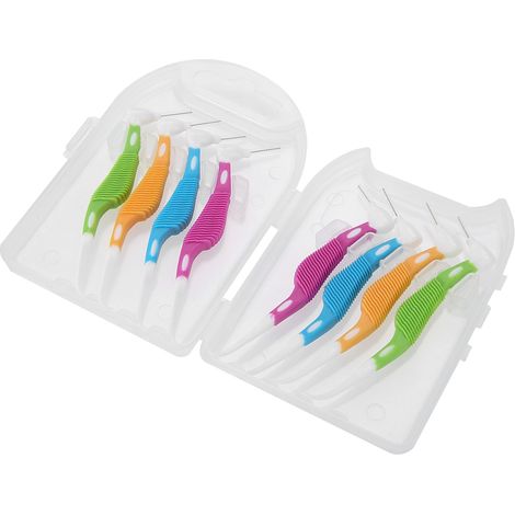 Lot de 8 brossettes interdentaires souples, cure-dents colorés jetables, outils d'hygiène bucco-dentaire, soin dentaire quotidien, usage unique, assortiment de teintes. (1/5)