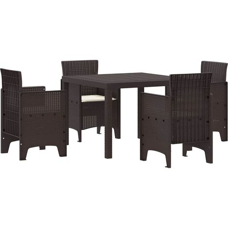Ensemble de salle à manger pour jardin 5 pcs,Salon de jardin Marron Rattan Polt CFW90737 (1/5)