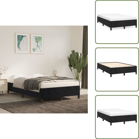 The Living Store Cadre de lit sans matelas gris foncé 120x190 cm velours - Cadre De Lit - Lit Double - Lit Velours - Lit Design - Literie (1/5)