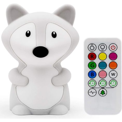 Veilleuse pour chambre d'enfant, veilleuse bébé, veilleuse renard multicolore, veilleuse LED rechargeable 9 couleurs (1/4)