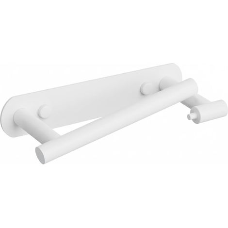 Porte-Papier Toilette sans Perçage, Double Support Pivotant, Installation avec Vis ou Auto-adhésif, en Acier Inoxydable, Support Papier Toilette Mural pour Salle de Bain (Blanc) (1/5)