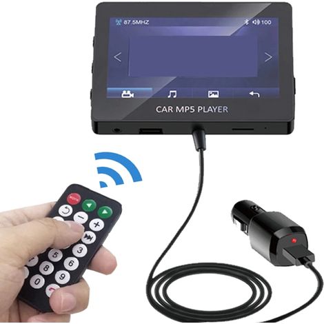 Reproductor de música MP5 con Bluetooth 5.0, transmisor FM, compatible con disco TF/USB, con control remoto, reproductor multimedia para el coche (1/5)