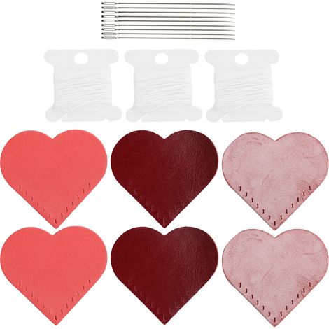 3 Set Leather Heart Bookmark Marker Bright Wine Red Fog Wax Pink Matte Watermelon Red (1/5)