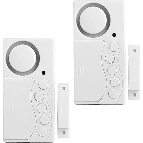 Lot de 2 alarmes de porte de congélateur, alarme sans fil pour réfrigérateur (3/15/30/60 secondes), sonnette de porte 4 en 1 avec capteur de porte et alarme d'ouverture de porte puissante (108 dB). (1/5)