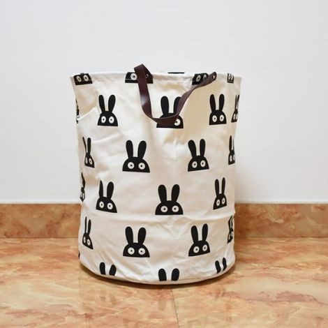 Panier À Linge - Toile - Pliant - Pour Bébé Et Enfants - 40 x 50 cm - Blanc - Lot De 3 (1/2)