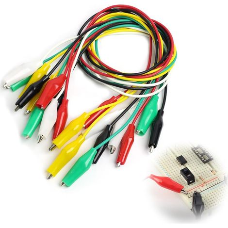 10pcs Pince Crocodile Fils de Test, Cable de mesure double extrémité Isolé Clips, Cable Crocodile pour Multimètre, Pinces Crocodiles pour Industriel, Voiture, Autres Composants de Cable de Test (1/5)