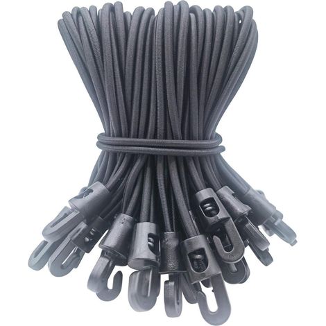 Spanngummis mit Haken 50 Stück, 15 cm, Schwarz (1/5)