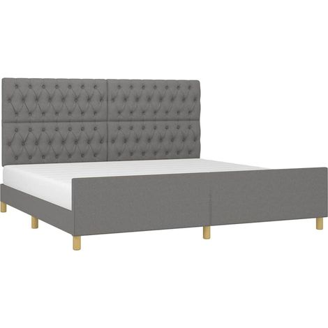 Estructura de cama con cabecero tela gris oscuro 200x200 cm vidaXL (1/5)