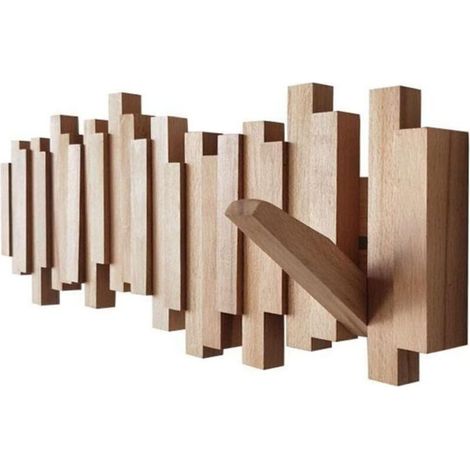Porte-manteau Mural Moderne, Cintre D'angle en Bois Massif pour Chambre à Coucher Mural Domestique Portemanteau Vestiaire Meuble Étagère Cadre Garde-Robe Portant Vêtements Assemblage Facile (1/5)