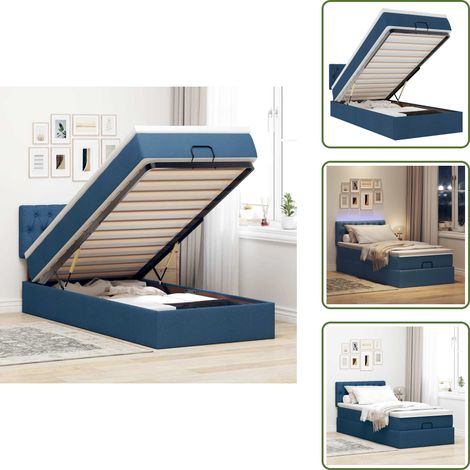Coprimaterasso - vidaXL Pouf Letto con Materasso e LED Blu 100x200 cm in Tessuto - Letto con testiera