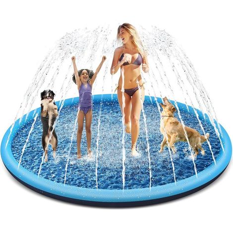 Arroseur pour enfants, avec fonction antidérapante, 200 cm, jeux d'eau, chien, piscine, jeux d'extérieur, pataugeoire (bleu, 200 cm) (1/5)