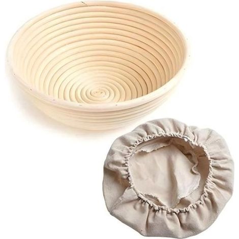 Cesta ovalada pequeña para fermentar pan - dimensiones 25 x 15 x 8 cm - cesta para hornear pan - 100% ratán natural - con forro de lino (1/5)