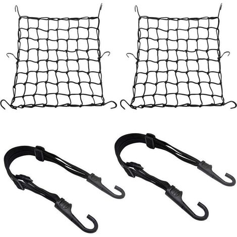 2x Gepäcknetz & Spanngurt für Motorrad, Roller, Moped, Quad