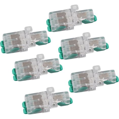 Lot de 20 connecteurs de dérivation de fils à levier, 1 entrée, 2 sorties, 41 A, 450 V, pour câbles de 0,5 à 6 mm² (10 à 20 AWG). (1/5)