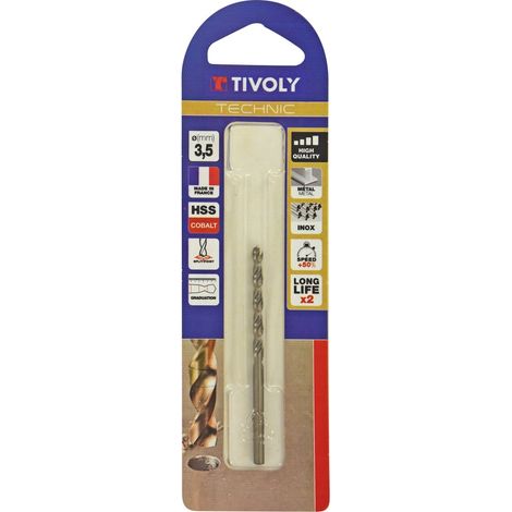 Tivoly • 1 Punta graduata Metal Cobalt Technic D3,5mm, in acciaio al cobalto di alta qualità e affilatura “Cross Point”, per una foratura rapida e precisa.