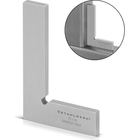 STAHLWERK Flachwinkel 90° 75 x 50 mm DIN 875/1 aus rostfreiem Edelstahl
