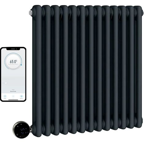 Wifi Smart Electric Traditional Anthracite Column Radiators - 2 Column 600mm H x 592mm W