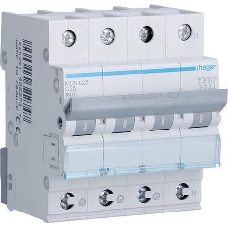 Hager LS-SCHALTER 3P+N 25A-C6KA 4PLE (MCS625 QUICK CONNECT)