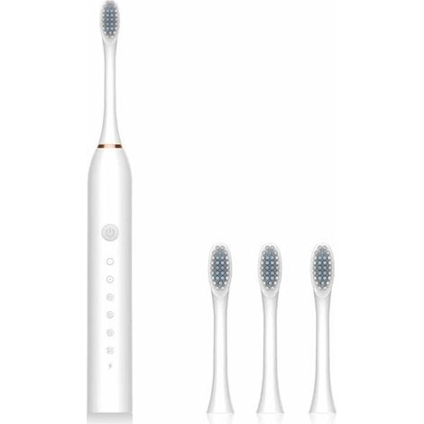 Brosse à dents électrique Portable IPX7 étanche Rechargeable 6 vitesses brosse à dents maison salle de bain dispositif de nettoyage, Blanc (1/5)