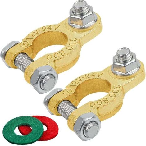 1 coppia di terminali per batteria 12V 24V Connettori per batterie auto - Terminali di connessione universali per auto, barca, camper, roulotte -Crezuo