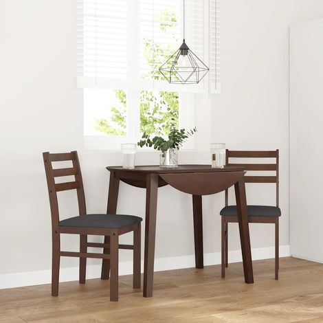 Esszimmerstühle mit Kissen 2 Stk. Braun Massivholz Gummibaum