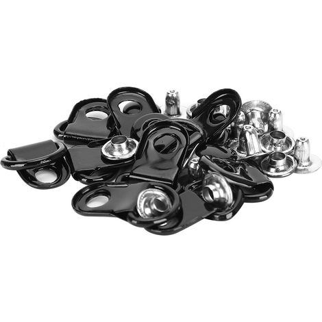100 jeux de crochets pour lacets, œillets en forme de D, outils de rivetage en laiton pour cuir de chaussure (DIY), noir brillant, 9 x 22 mm (1/5)