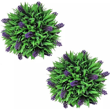 Set di 2 palline di bosso artificiale con lavanda 28 cm DEC022065 (1/3)