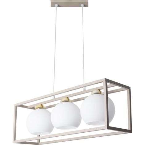 Lampada a sospensione Eliza Cage Cashmere-Gold, 3 luci, paralumi bianchi, attacco E27 (1/5)