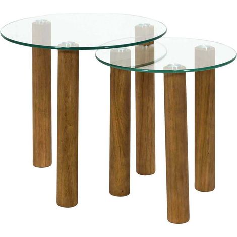 Table d'appoint - HOME DECO FACTORY - Verre Trempé - Marron (1/4)