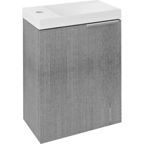 Sapho Latus - Mobiletto sottolavabo, 39x50x22 cm, 1 anta sx/dx, rovere argento LT110-1111 (1/5)