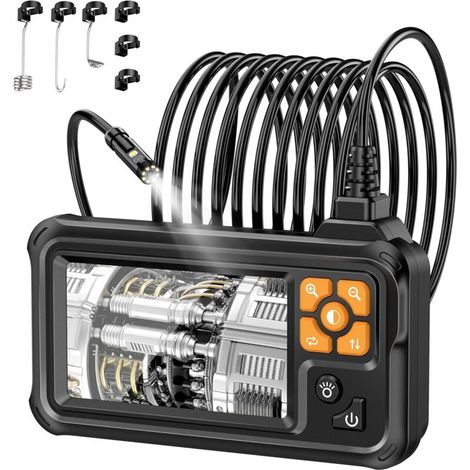Industrielles HD 1080p Dual-Lens-Digitalendoskop, 10,9 cm IPS-Endoskop-Inspektionskamera mit IP67-Wasserschutz und 8 LEDs, 5 m langes halbstarres Kabel (1/4)