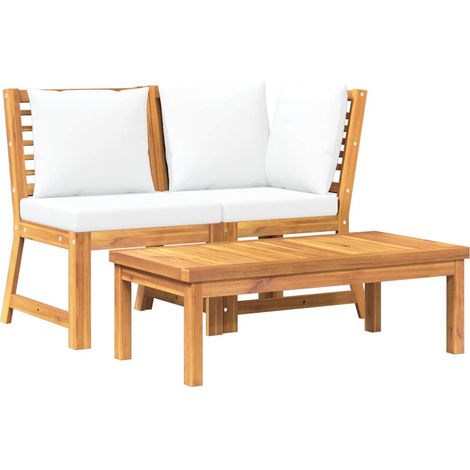 vidaXL Set Divani da Giardino 3 pz con Cuscini Crema in Legno