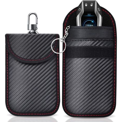 Dos fundas Faraday para llaves de coche RFID, estuches protectores RFID para llaves de coche y mandos a distancia antirrobo. (1/5)